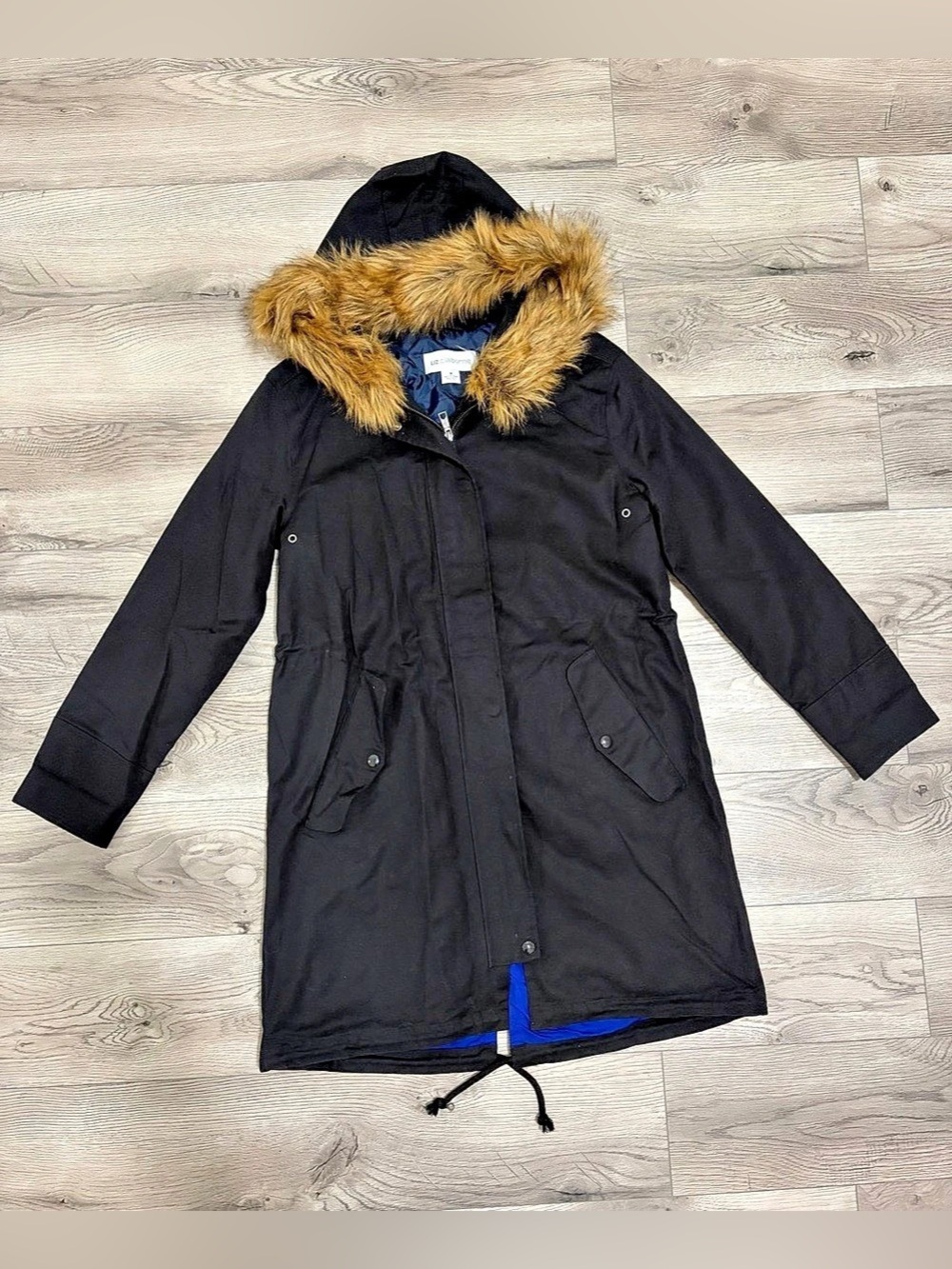 Liz Claiborne Faux Fur Hood Parka Black Medium
